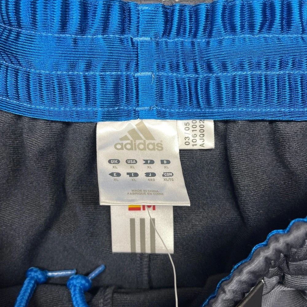 Adidas Pants Mens XL Gray Blue Stripes Athletic Gym Training Deadstock Track Y2k